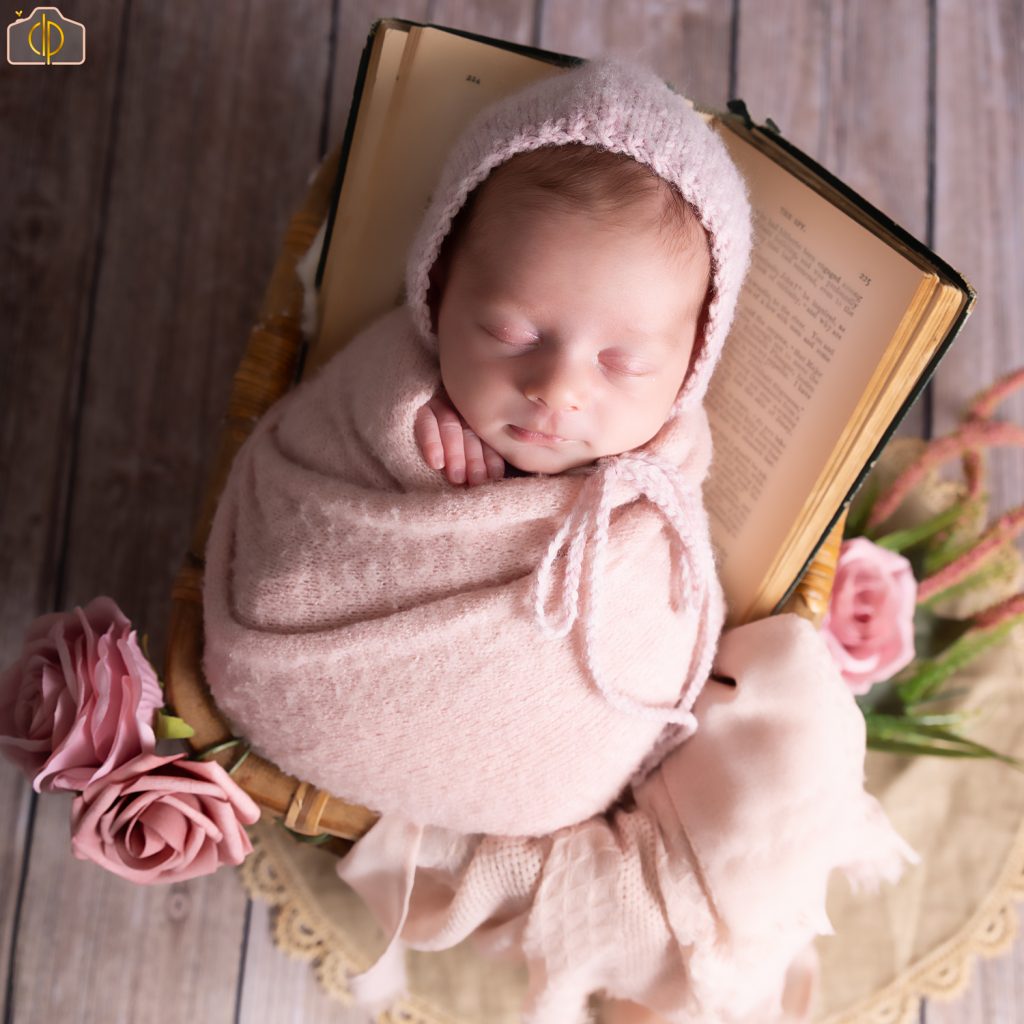 baby photographed in a studio
