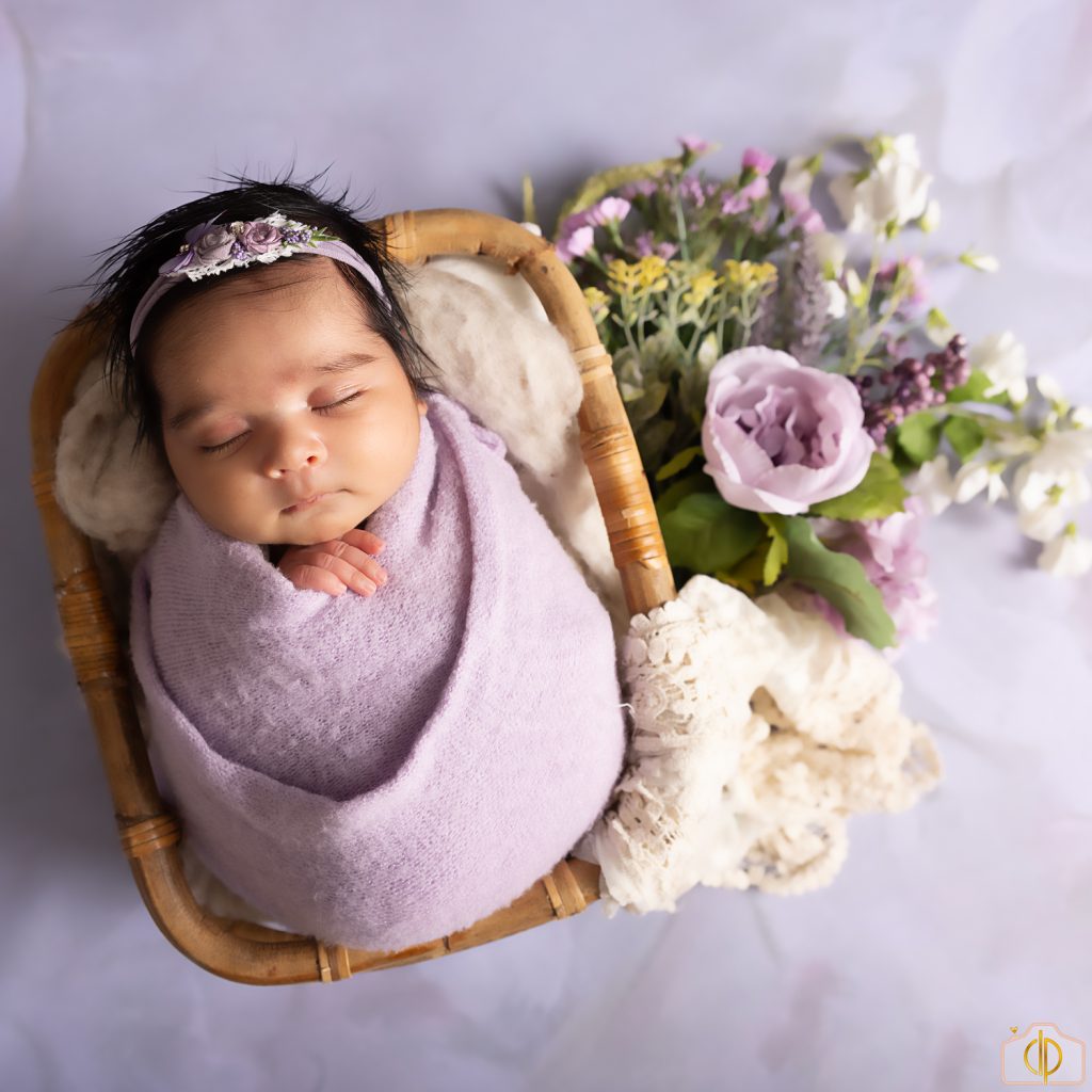 babies swaddled for pictures in studio