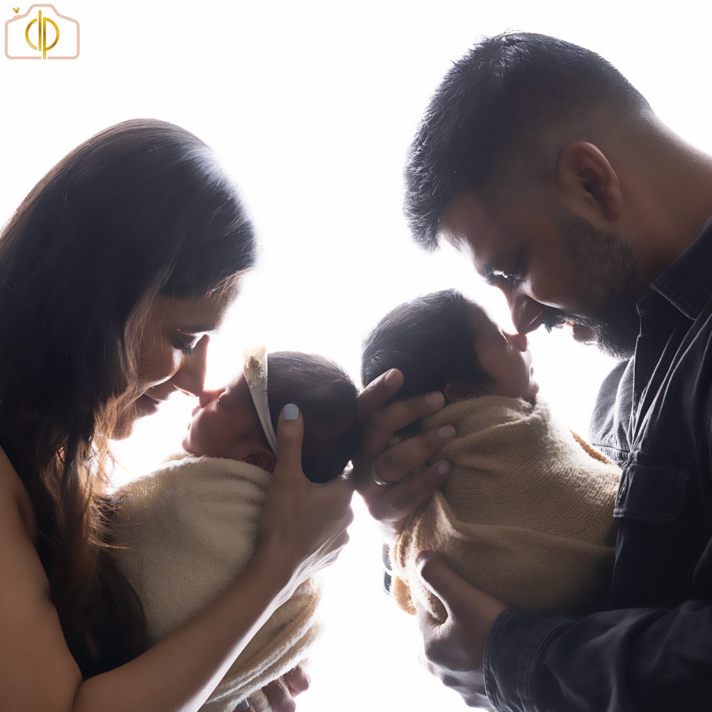 twin newborn baby family session